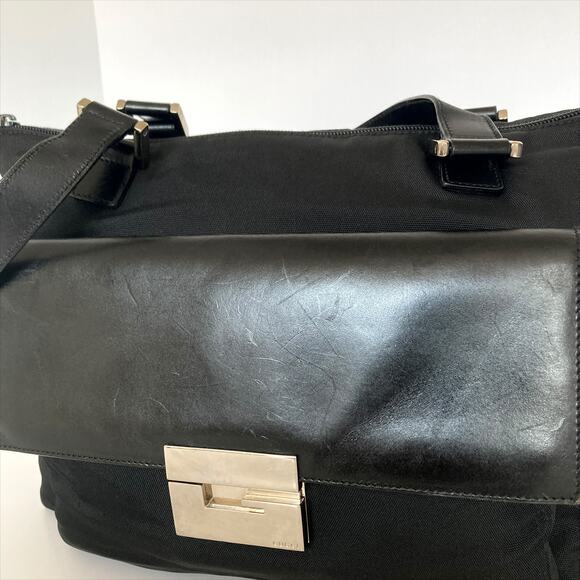 GUCCI Vintage Black Nylon ShoulderTote Bag G Buckle Circa 1990s COA - Picture 12 of 17